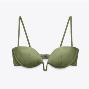 Zara Olive Plunge Suport Swim Top